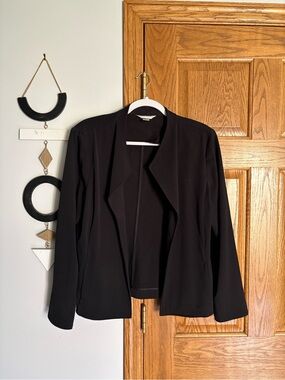 Christopher & Banks Black Open-Front Draped Blazer